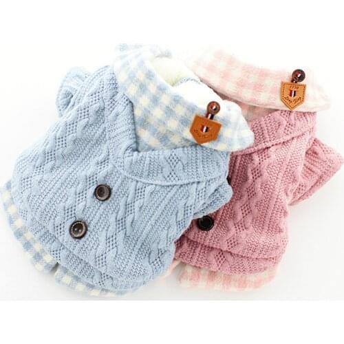 Pet Clothes For Small Dogs Classics Plaid Coat Warm Dog Sweater Autunmn And Winter Suit Cat Clothing Pet Products Wholesale