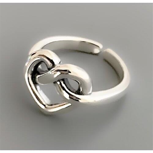 Wholesale jewelry Japan Korean Big Large Surface Vintage Rings Real Hollow Heart Retro Anniversary Knots Women Ring