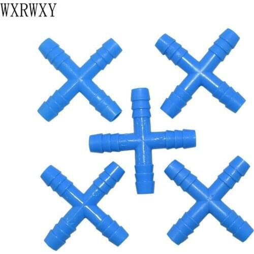 Wxrwxy Animal drinking fountains rabbit 8mm Cross water splitter 8mm Cross barb Connector irrigation water splitter 100pcs