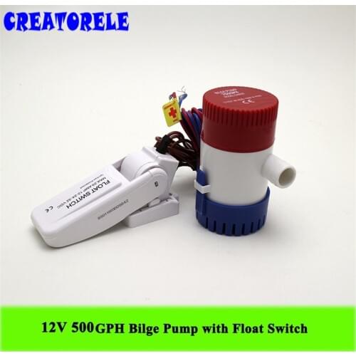 500GPH 1900IPH 2.5A 12V water bilge pump Float Switch submersible drainage Fishing transfer marine