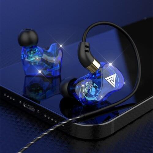 QKZ HiFi Earphones Dual Driver Sport HD Wired Earbuds 3.5mm Jack Headset with Microphone Music in-ear Earphone for Smart Phone
