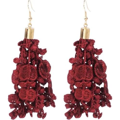 MANILAI Fashion Lace Fabric Flower Drop Earrings For Women Korean Style Graceful Long Hanging Earrings Statement Jewelry Brinco