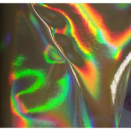Synthetic PU mirror Golden Holographic fabric leather material for handbag