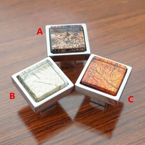 Marble pattern Glass Crystal Dresser Drawer Knobs Pulls Handles / Cupboard Knobs Shiny Furniture Cabinet Handle Pull Hardware