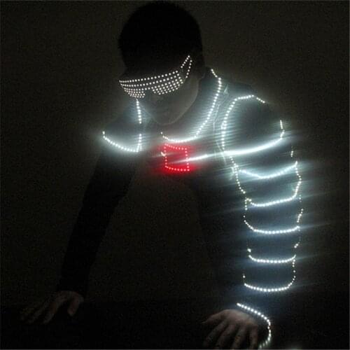 T23 RF control LED light robot costume nightclubs party clothes dj ballroom dance led costumes led glasses stage show wears
