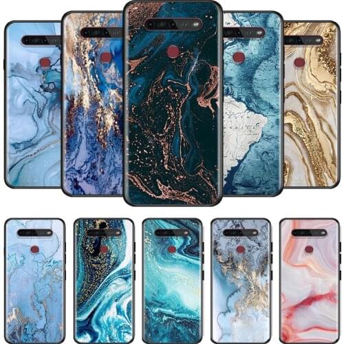 Vintage Marble Style For LG G8 V30 V35 V40 V50 V60 Q60 K40S K50S K41S K51S K61 K71 K22 ThinQ 5G TPU Silicone Black Phone Case