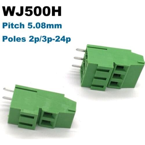 30/50/100pcs Pitch 5.08mm Screw PCB Terminal Block Connector Straight Pin 2P 3P WJ500H blocks connectors morsettiera 300V 20A