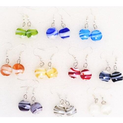 Yingwu 6pairs Lot new handmade Murano Lampwork Glass Mix Color Womens Round Earrings Female Jewelry
