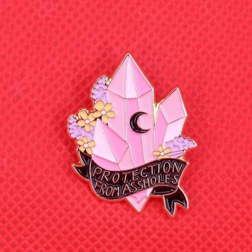 Protection from assholes - sassy crystal enamel pin magic witchcraft occult quartz jewelry