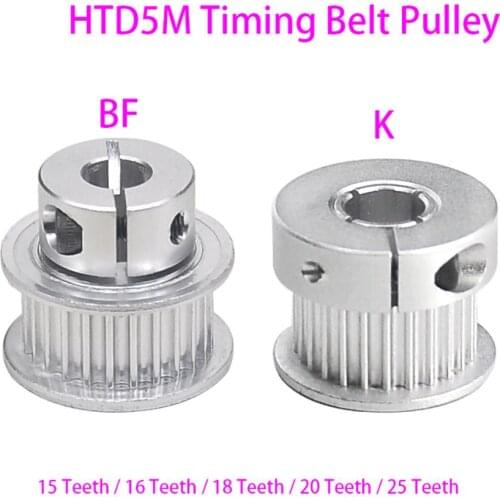 1Pcs K/BF Clamping Type 18-25 Teeth 5M Timing Belt Pulley Slot Width 16mm/21mm Bore 5-20mm For 15mm/20mm Belt CNC/Step Motor