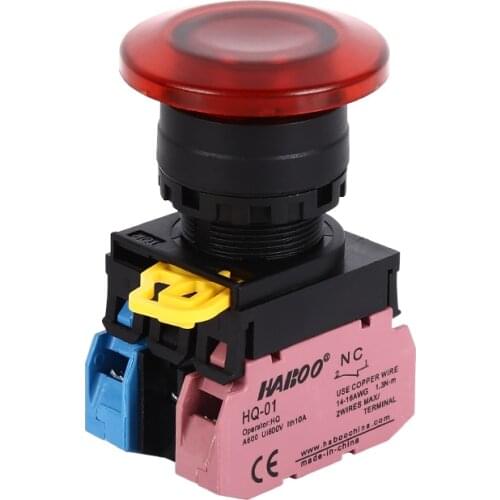 22mm Led Light Mushroom Head Rest or Latching Illuminated Push Button Switch Waterproof IDEC Similar