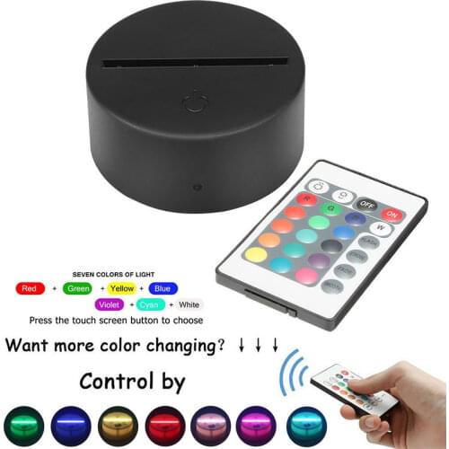 3D with Remote Control Lamp Holder Light Base Lighting Fixture Indoor Touch Lamp Bases LED 7 Color Luminous Table Led Base
