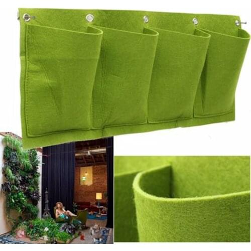 4 Pockets Pocket Felt Wall Hanging Planting Corrosion-resistant Bag Plant Growing Vertical Garden Growing Durable Bag