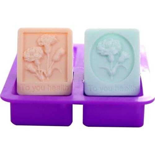 4 Cavity Flowers Silicone Molds for Soap Handmade Soap Silicone Mold Rectangle Silicon Soap Molds Soap Making Tools