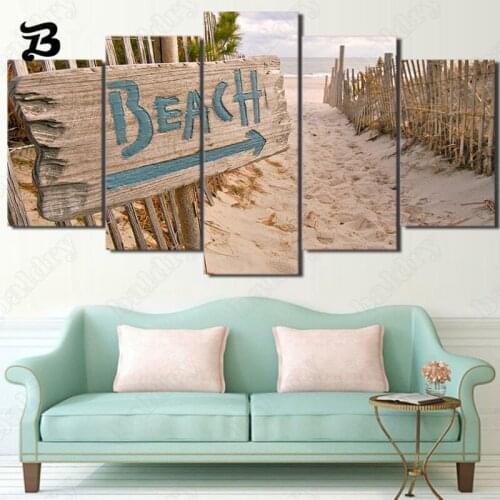 Canvas Painting 5 Pieces HD Print Beach Canvas Posters and Prints No Framed Modern Wall Art Summer Beach Seaside Wall Decoration