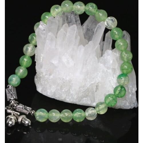 6mm natural apple green fire popcorn bracelet semi-precious stone carnelian agat round beads women charms jewelry 7.5inch B1993