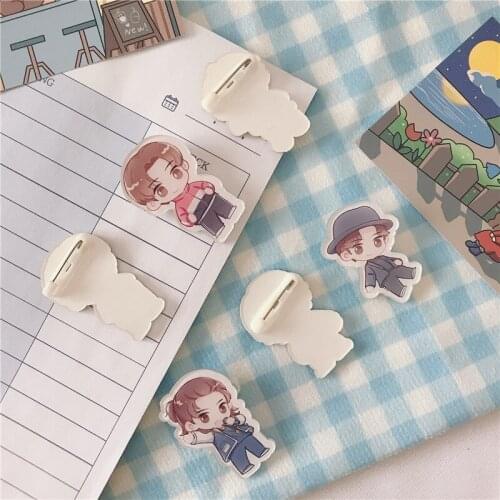6PC Wang Yibo Same Paragraph Surrounding Brooch Q Version Decor Pendant Clothes, Bags, Accessories, Badges Fan Club Doll Pin