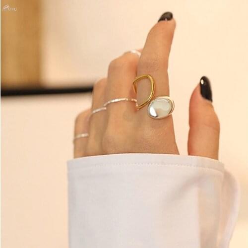 AOMU 1PC 2020 New Design Hit Color Geometric Irregular Twisted Open Rings for Women Party Jewelry Adjustable