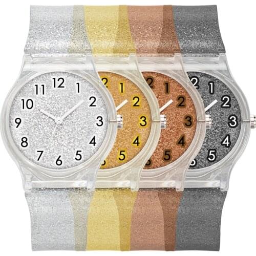 Children Candy Blingbling Color Watches Big Number Round Dial Silicone Band Quartz Wrist Watch for Kids Girls Wristwatch