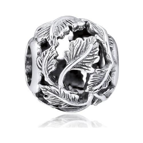 CKK Silver 925 Jewelry Openwork Leaves Charm Fits Original Bracelets Sterling Silver Beads