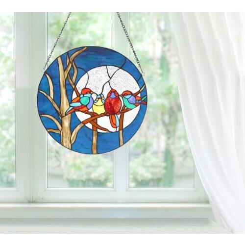 Four Birds Painted Window Hanging Art Chain Decoration Painted Art Hanging Decorations Decoration Crafts Home Decor
