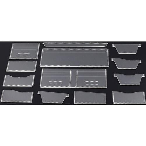 DIY leather craft universal wallet acylic pattern set free combine multi design purse stencil pattern