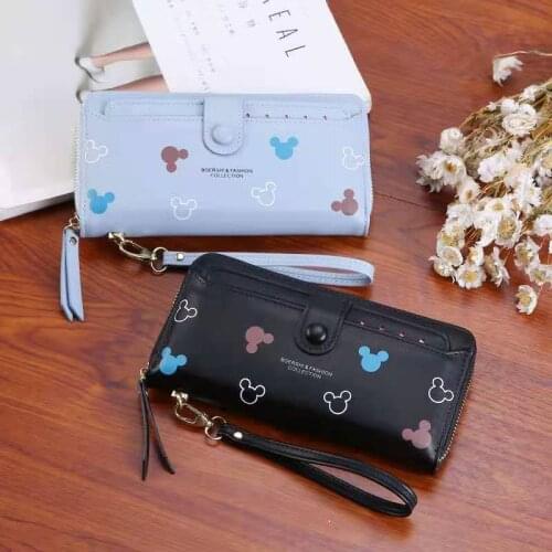 Disney new Mickey cartoon pu ladies long hand holding large-capacity card holder girl fashion hand holding mobile phone bag