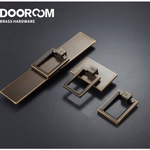 Dooroom Brass Handles Wardrobe Dresser Cupboard Cabinet Drawer Furniture Pulls Modern New Chinese Square Knobs Black Bronze