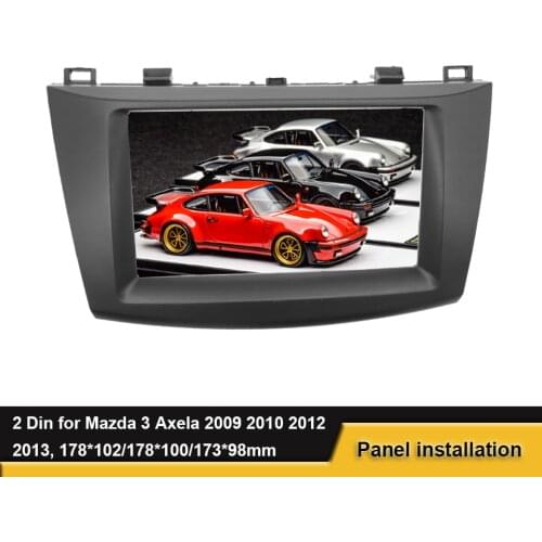 Double 2 Din Stereo Frame Mounted Fascia For Mazda 3 Axela 2009-2013 ABS DVD Panel Dash Installation Bezel Trim Kit