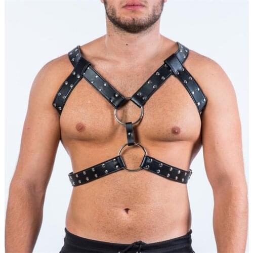 Fetish Gay Bondage Lingerie Leather Full Body Harness Belt Adjustable BDSM Men Sexual Chest Harness Clothing Male Punk Rave Tops