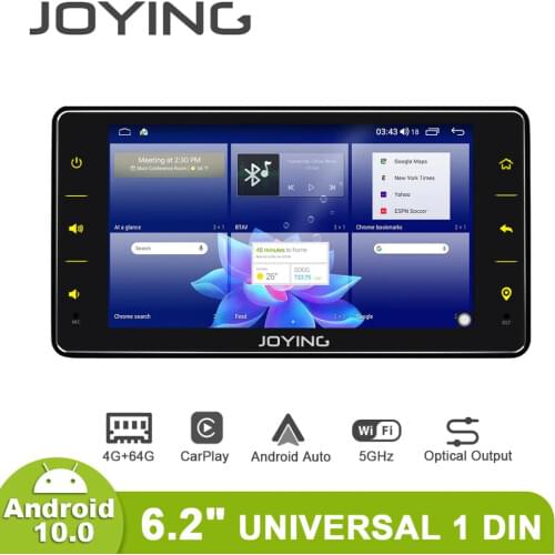 JOYING 6.2"Radio pantalla 1 din Universal Android 10 Autoradio Audio 4GB+64GB Multimedia Carplay Tape Recorder Optical Output
