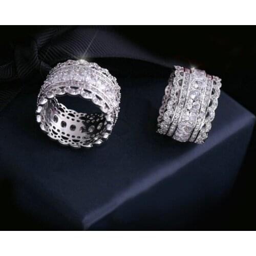 Classical Womens Fashion Jewelry 925 Sterling Silver Oval Cut White Topaz CZ Diamond Lace Women Wedding Engagement Band Ring