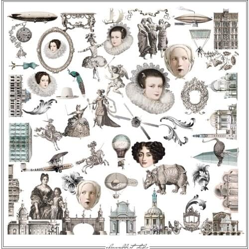 KLJUYP Classical copper engraving Vellum Stickers for Scrapbooking Happy Planner/Card Making/Journaling Project