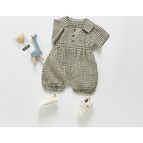 Newborn Baby Rompers Summer Baby Clothes Plaid Baby Boy Girl Romper Cotton Infant Toddler Romper Playsuit Boys Jumpsuit Outfits