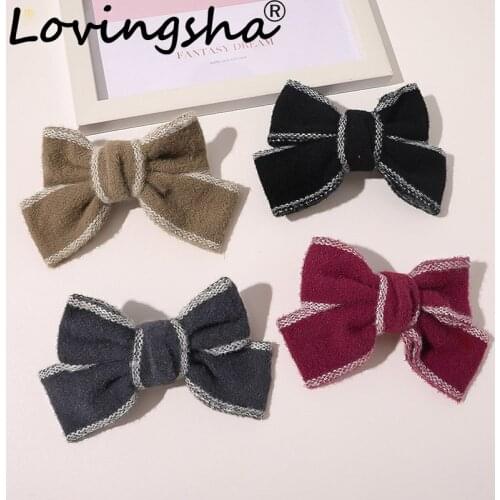 LOVINGSHA Plush Hairgrips Bow Ties Hair Clips For Women Ladies Butterfly Hair Accessories Girl Bowknot Spring Hairpins FC258