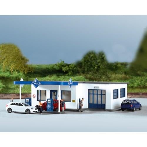 HO Scale 1:87 Gas Station Model House Assembly Sand Table Building Model Layout