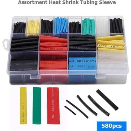 280-580PCS Heat Shrink Tubing Tubes Insulation Shrinkable Tube Assortment Electronic Polyolefin Wire Cable Wrap Sleeve Kit Tools