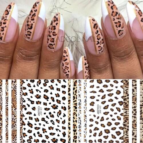 Leopard Nails Sticker Wild Animal Cheetah Print Nail Art 3D Decal Stickers Sexy Design Slider Decals Adhesive Acrylic Decoration
