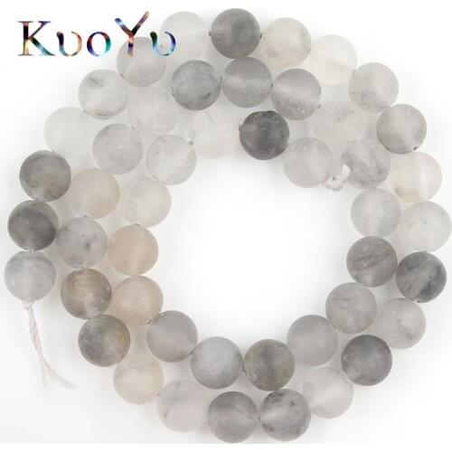 Natural Matte Dull Polish Gray Quartz Crystal Beads Loose Spacer Beads For Jewelry Making DIY Bracelets 4/6/8/10/12mm 15Inches