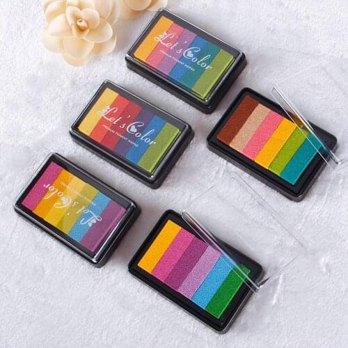 New Sweet Candy Color Rainbow Inkpad Gradient Color Ink Pad Stamp Decoration Fingerprint Scrapbooking Accessories #228659