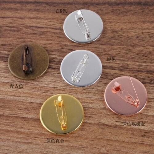 10pcs/lot Brass Blank Brooch Settings Cabochon Base Tray Bezel For 20/25mm Cabochons Cameo DIY Finding