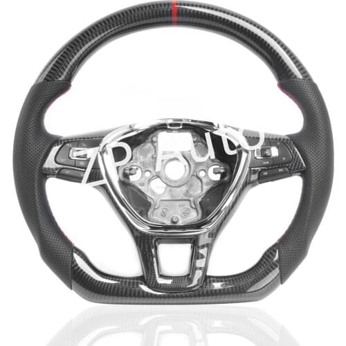 For Volkswagen Golf MK7 Carbon Fiber & Perforated Leather Steering Wheel without Paddle Shifters assembly