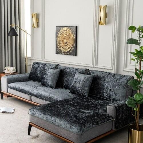 Simple Sofa Cushion Four Seasons Cover Cloth Modern Plush Solid Color Autumn Winter Non-slip Couch Thickened Sectional Sofa