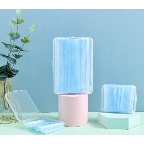 Transparent mask storage case disposable mask storage box Rectangular Medicine Sundries Container Desktop Organizer Accessories