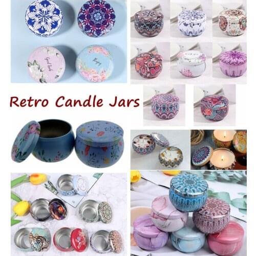 Retro Luxury Candle Jars Holder Storage Case Empty Tin Box Round Container with Lid Small Diy Candle Making Wedding Sweet Gifts