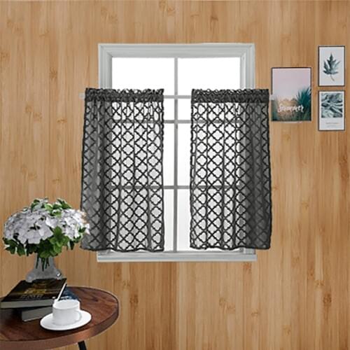 Ling Lattice Window Screen Short Curtain Gauze Net Gauze Living Room Partition Window Home Bay Window Curtain