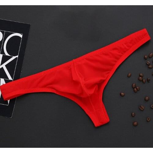 Men Underwear Sexy Sheer Thong Briefs Low Rise Stretch Bikini G-String T-Back Briefs Solid Color Breathable Underpants Panties