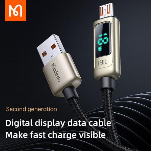 Mcdodo Micro USB 18W Digital Display QC 3.0 /4.0 Quick Charge Cable For android mobile phone