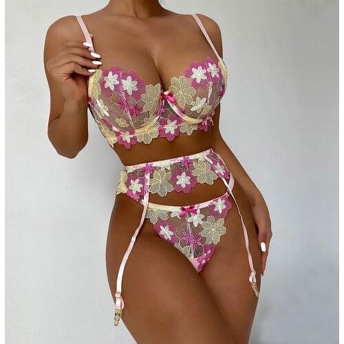 Womens Rabbit Exotic Sets Sexy Lingerie Lace Bra Thong Panties Temptation Embroidered Printed Pajamas Underwear Suit Nightwear