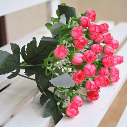 1 Bunch Artificial Flower 36 Heads Fake Flowers Home Decor Mini Rose Bud